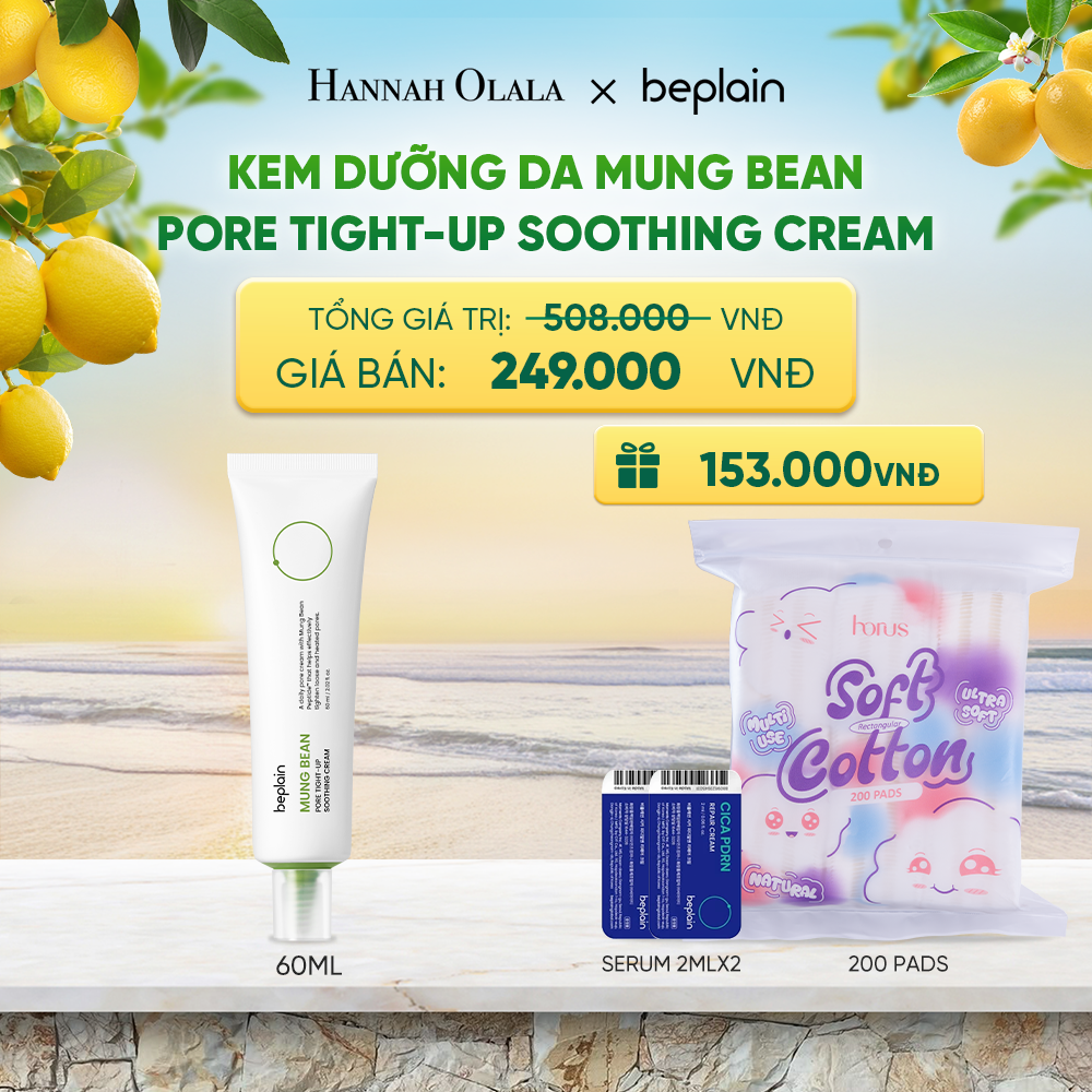  BEPLAIN KEM DƯỠNG DA MUNG BEAN PORE TIGHT-UP SOOTHING CREAM 60ML - A378 