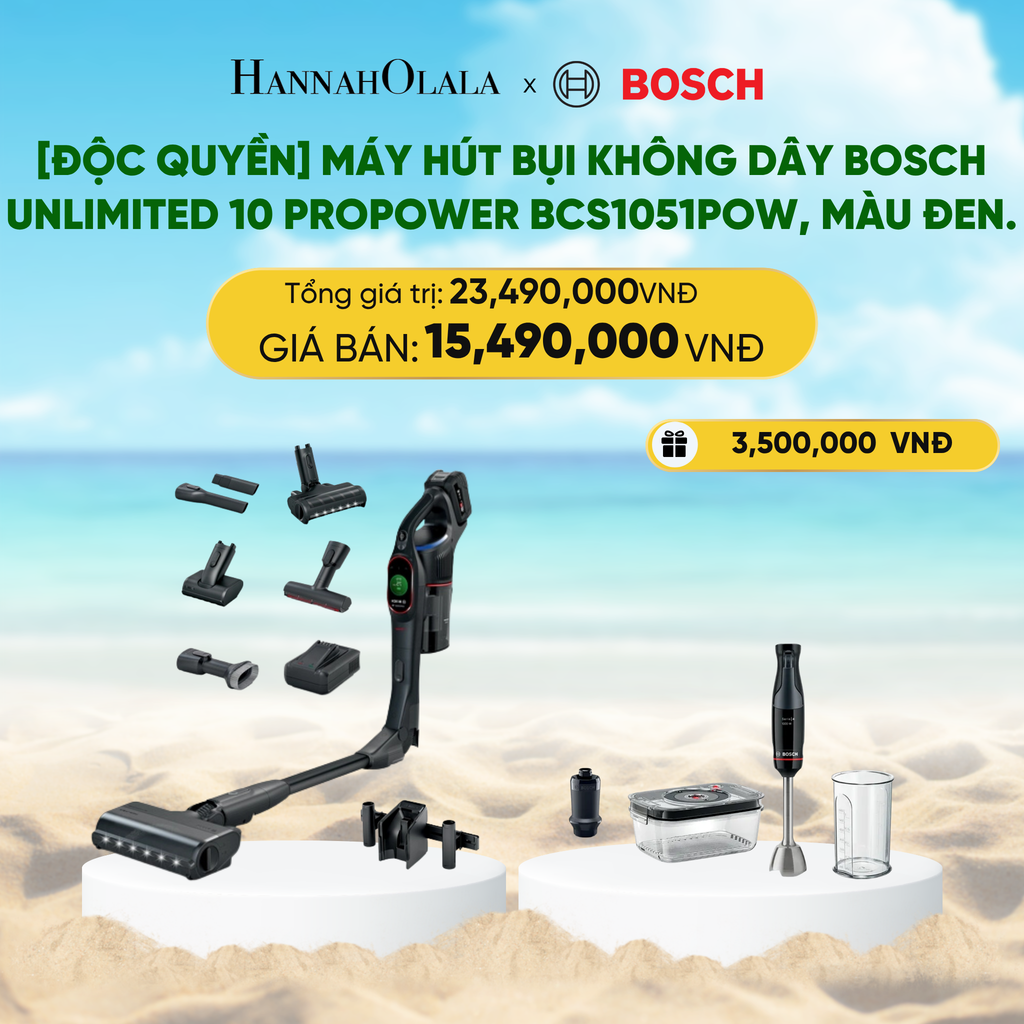  A1514_DEAL 2: [ĐỘC QUYỀN] MÁY HÚT BỤI KHÔNG DÂY BOSCH UNLIMITED 10 PROPOWER BCS1051POW, MÀU ĐEN 