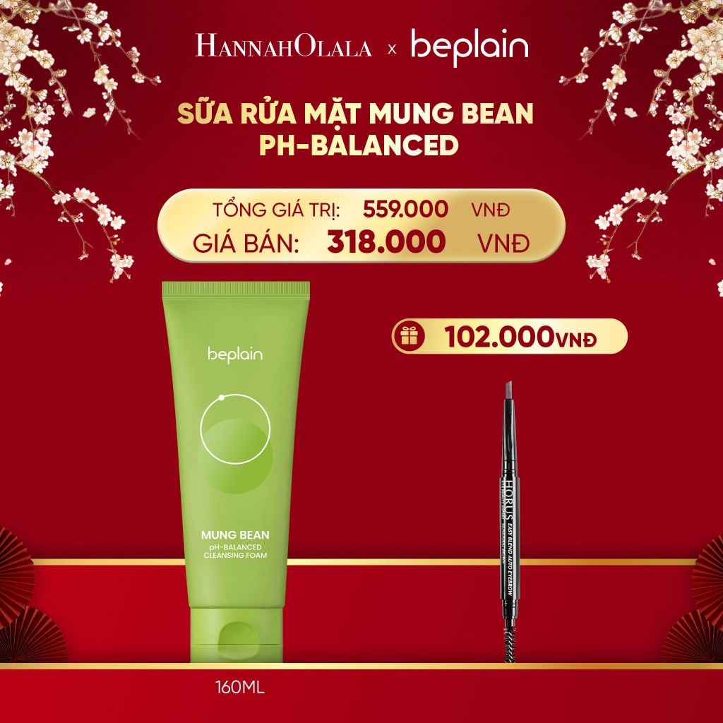  A916_DEAL 1: BEPLAIN SỮA RỬA MẶT MUNG BEAN PH-BALANCED CLEANSING FOAM 160ML 