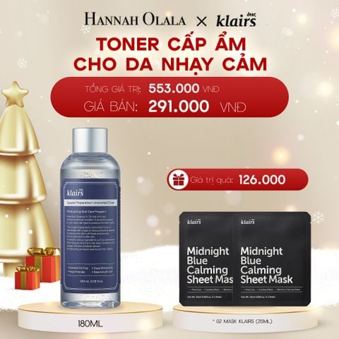  A994_DEAL 1: DEAR, KLAIRS NƯỚC HOA HỒNG SUPPLE PREPARATION UNSCENTED TONER 180ML 