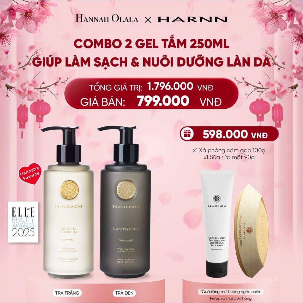  DEAL 2. COMBO 2 GEL TẮM HARNN 250ML GIÚP LÀM SẠCH VÀ NUÔI DƯỠNG LÀN DA 