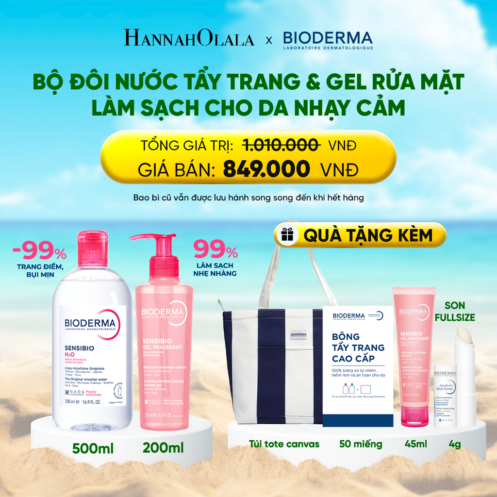  BỘ ĐÔI NƯỚC TẨY TRANG MICELLAR VÀ GEL RỬA MẶT LÀM SẠCH TOÀN DIỆN CHO DA NHẠY CẢM 