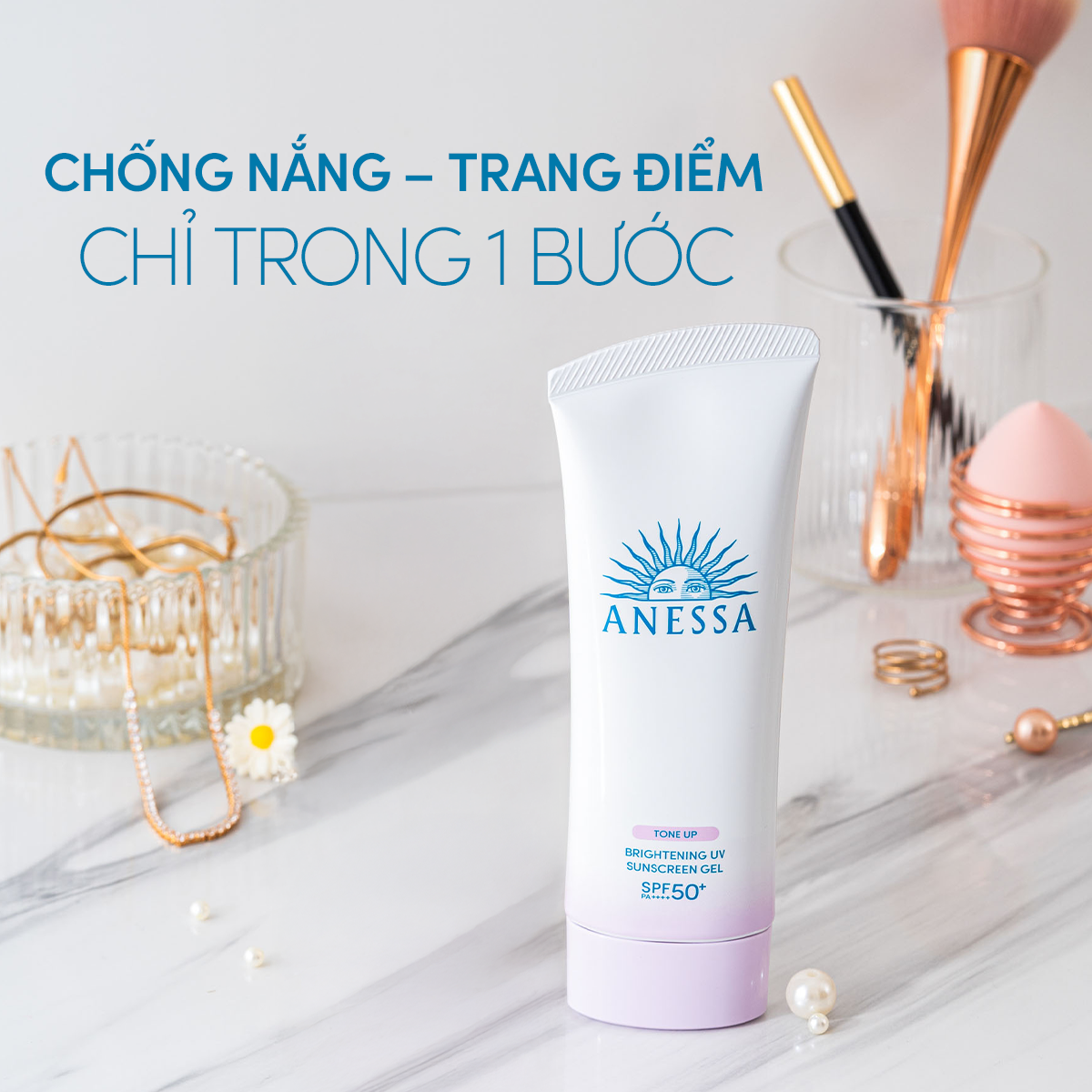  DEAL 15: GEL CHỐNG NẮNG DƯỠNG SÁNG NÂNG TÔNG & HIỆU CHỈNH SẮC TÍM ANESSA BRIGHTENING GEL SPF50+ PA++++ 90G 