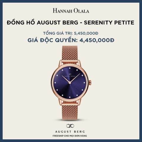  A2_DEAL 162: ĐỒNG HỒ ĐAN MẠCH AUGUST BERG - SERENITY PETITE - MẶT XANH - DÂY MÀU ROSE GOLD 