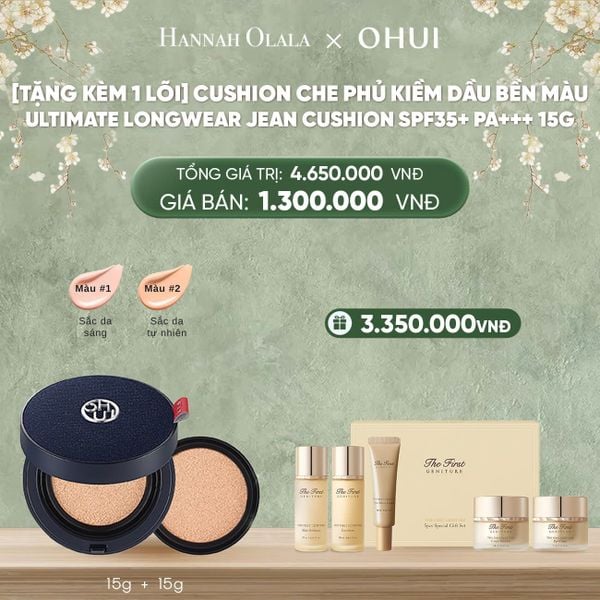  D854_DEAL41: [TẶNG KÈM 1 LÕI] CUSHION CHE PHỦ KIỀM DẦU BỀN MÀU OHUI ULTIMATE LONGWEAR JEAN CUSHION SPF35+ PA+++ 15G 