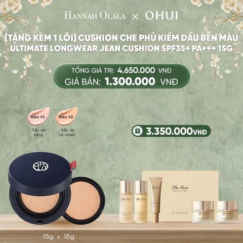  DEAL41: [TẶNG KÈM 1 LÕI] CUSHION CHE PHỦ KIỀM DẦU BỀN MÀU OHUI ULTIMATE LONGWEAR JEAN CUSHION SPF35+ PA+++ 15G 