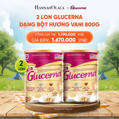  2 LON GLUCERNA DẠNG BỘT HƯƠNG VANI 800G DEAL 2: 