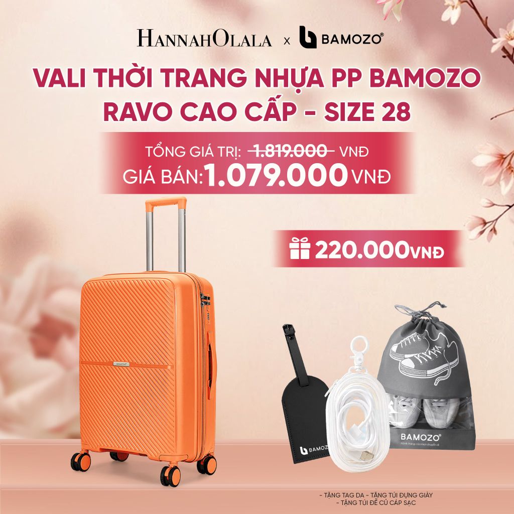  VALI BAMOZO RAVO NHỰA PP CAO CẤP CHỐNG VỠ (TẶNG THẺ TAG DA CHỐNG THẤT LẠC + TÚI ĐỰNG GIÀY XÁM + TÚI ĐỰNG CÁP SẠC) - A2083 