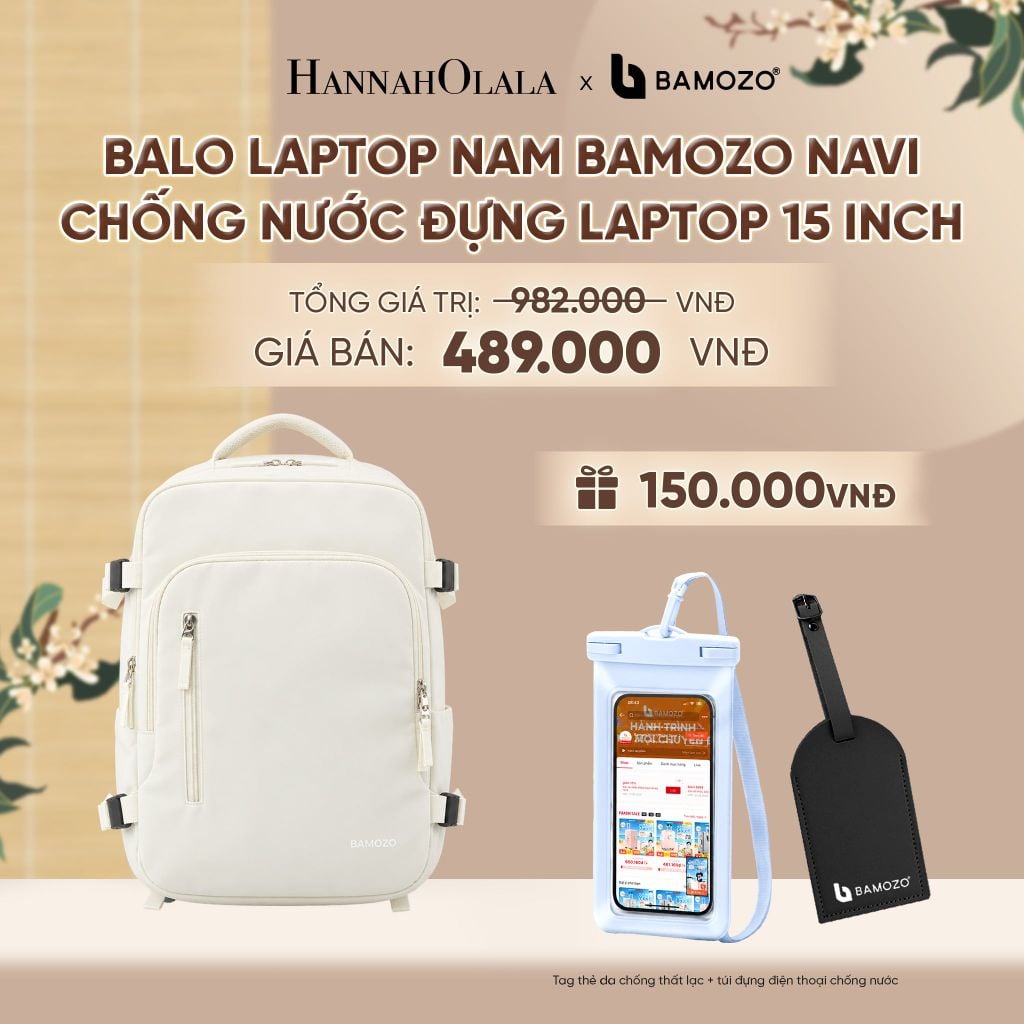  BALO LAPTOP NAM BAMOZO NAVI ĐA NĂNG CHỐNG NƯỚC ĐỰNG LAPTOP 15 INCH CÓ NGĂN ĐỰNG GIÀY ĐI LÀM CÔNG TÁC (TAG THẺ DA CHỐNG THẤT LẠC + TÚI ĐỰNG ĐIỆN THOẠI CHỐNG NƯỚC) - A2504 