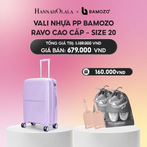  VALI BAMOZO RAVO NHỰA PP CAO CẤP CHỐNG VỠ (TẶNG 2 THẺ TAG DA CHỐNG THẤT LẠC, 2 TÚI ĐỰNG GIÀY XÁM)_A2240 