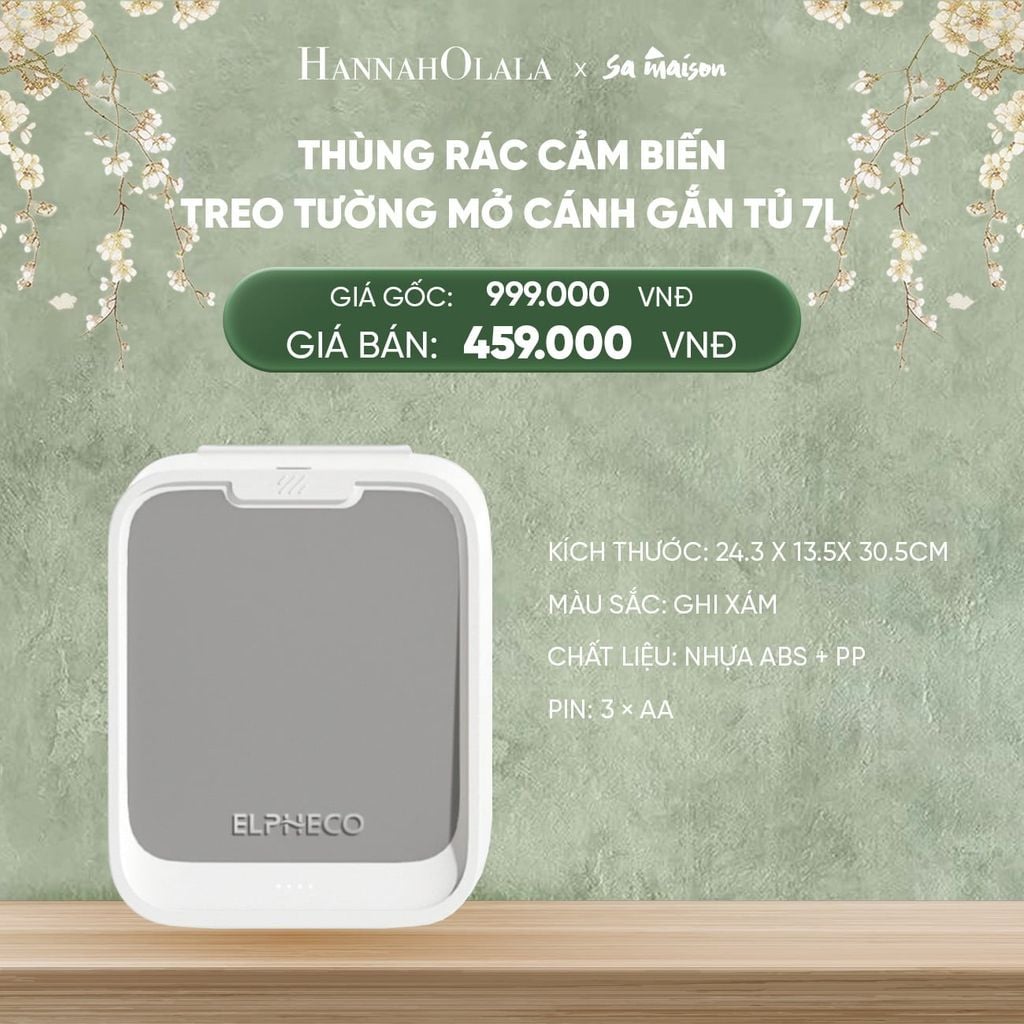  DEAL 19: THÙNG RÁC CẢM BIẾN TREO TƯỜNG MỞ CÁNH/ GẮN TỦ 7L 