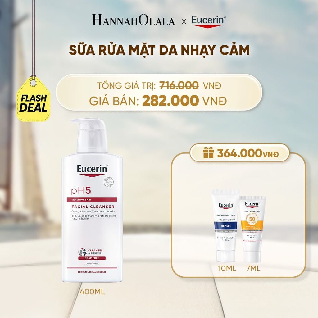  FD SỮA RỬA MẶT KHÔNG GÂY KÍCH ỨNG CHO DA NHẠY CẢM EUCERIN PH5 FACIAL CLEANSER 400ML 