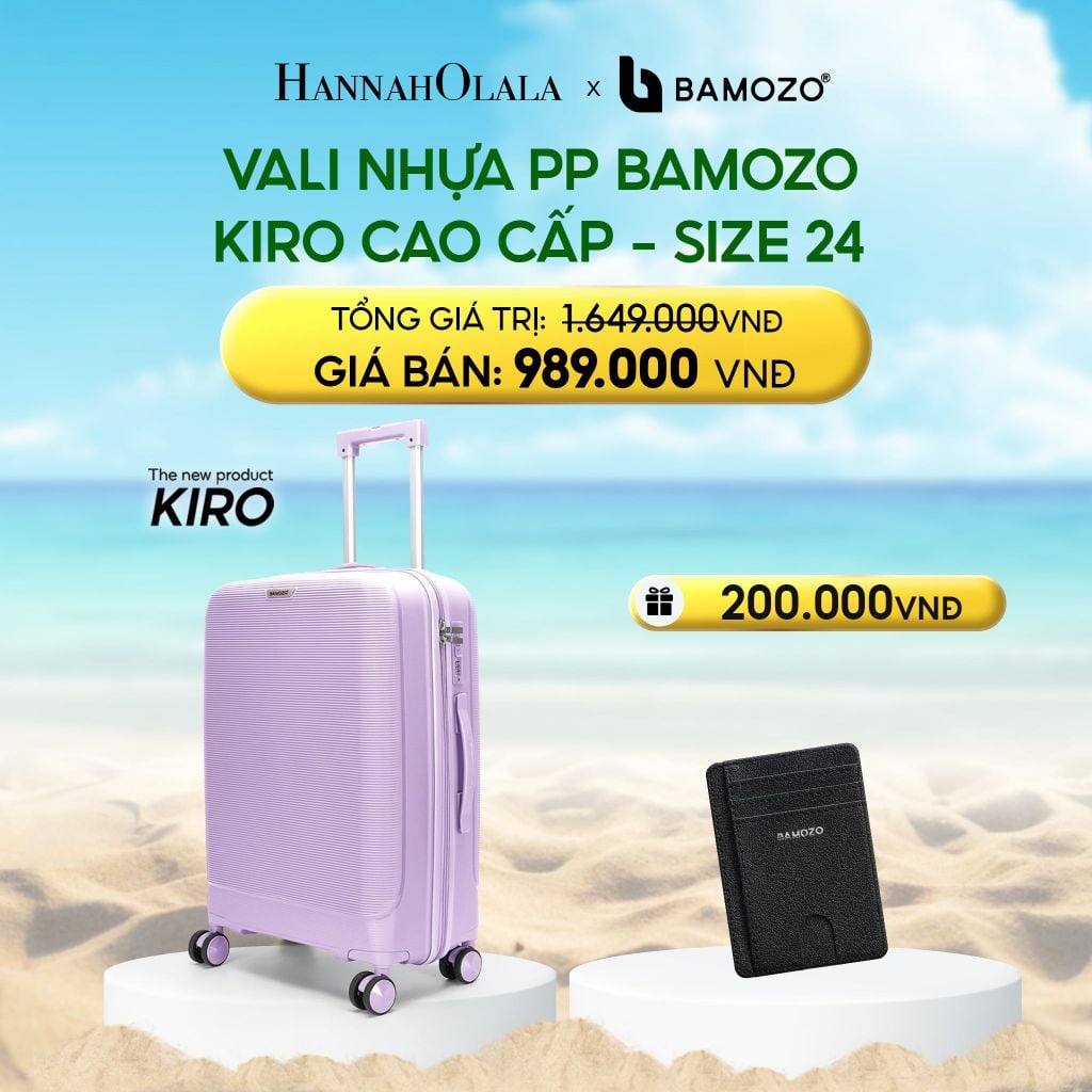  DEAL 7: VALI BAMOZO KIRO NHỰA PP CAO CẤP CHỐNG VỠ, CHỐNG RẠCH (TẶNG VÍ THẺ DA CARD HOLDER BAMOZO) 