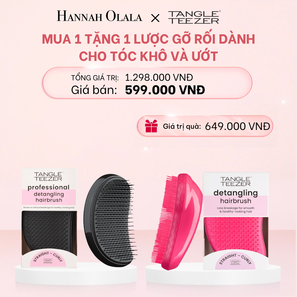  E697_DEAL 2: [MUA 1 TẶNG 1] LƯỢC GỠ RỐI DÀNH CHO TÓC KHÔ VÀ ƯỚT - TANGLE TEEZER SALON ELITE + THE ORIGINAL - BLACK & PINK 