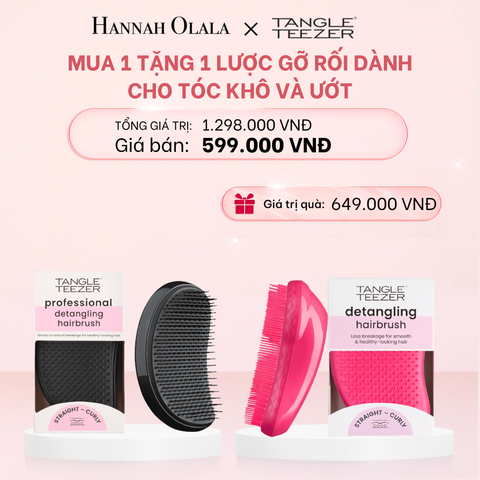  E697_DEAL 2: [MUA 1 TẶNG 1] LƯỢC GỠ RỐI DÀNH CHO TÓC KHÔ VÀ ƯỚT - TANGLE TEEZER SALON ELITE + THE ORIGINAL - BLACK & PINK 