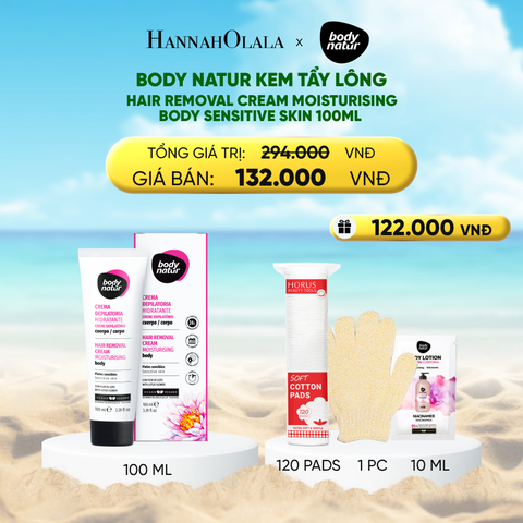  DEAL 2: BODY NATUR KEM TẨY LÔNG HAIR REMOVAL CREAM MOISTURISING BODY SENSITIVE SKIN 100ML 