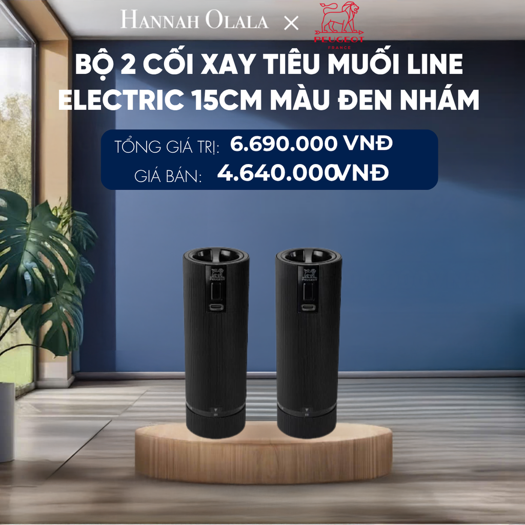  BỘ 2 CỐI XAY TIÊU MUỐI LINE ELECTRIC 15CM
MÀU ĐEN NHÁM 