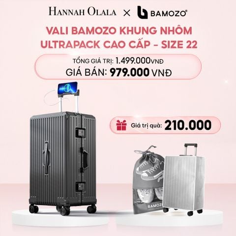  E52_DEAL 4: VALI BAMOZO KHUNG NHÔM ULTRAPACK CAO CẤP (TẶNG BỌC VALI CC TRONG SUỐT + TÚI ĐỰNG GIÀY) 