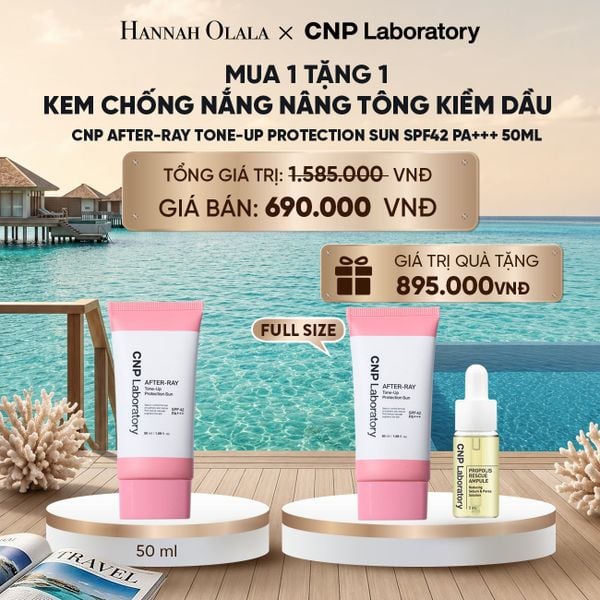  PHIÊN BẢN 2026 - KEM CHỐNG NẮNG NÂNG TÔNG KIỀM DẦU CNP AFTER-RAY TONE-UP PROTECTION SUN SPF42 PA+++ 50ML_ D482 