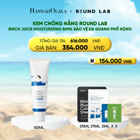  DEAL 2: KEM CHỐNG NẮNG ROUND LAB BIRCH JUICE MOISTURIZING 50ML BẢO VỆ DA QUANG PHỔ RỘNG 