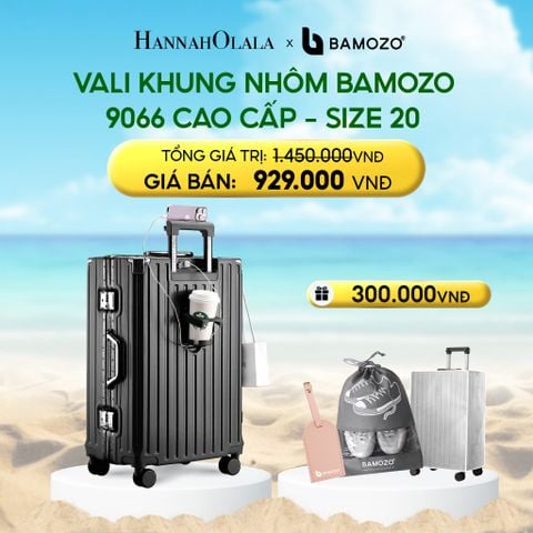  DEAL 2: VALI BAMOZO KHUNG NHÔM 9066 BẢN CAO CẤP (TẶNG BỌC VALI CC TRONG SUỐT + THẺ TAG DA CHỐNG THẤT LẠC + TÚI ĐỰNG GIÀY XÁM 