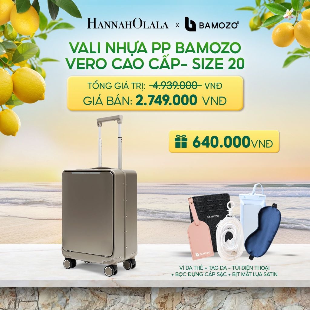  VALI DOANH NHÂN BAMOZO VERO KHUNG NHÔM CAO CẤP (TẶNG VÍ THẺ DA CARD HOLDER BAMOZO, GỐI CHỮ U ĐỠ CỔ) - DEAL 5 - A1245 