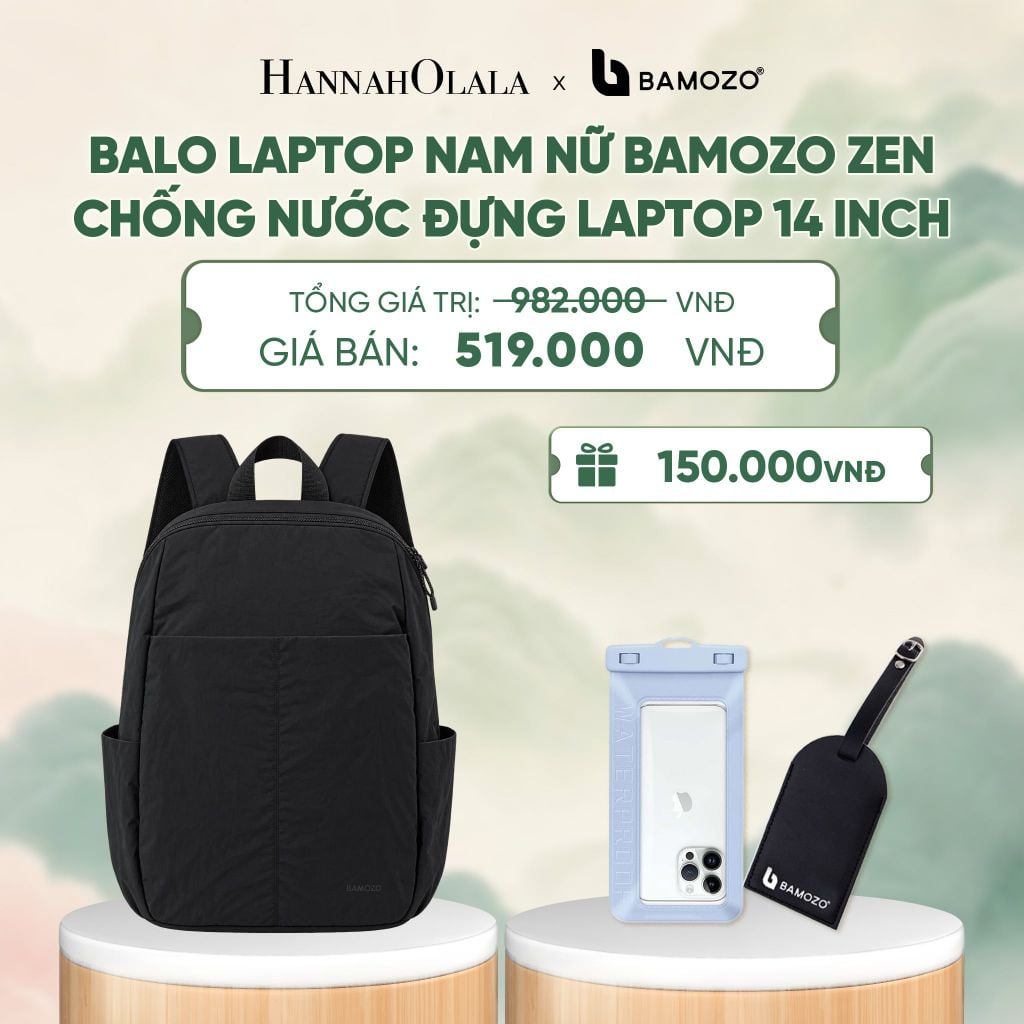  BALO LAPTOP NAM NỮ BAMOZO ZEN SIÊU NHẸ CHỐNG NƯỚC ĐỰNG LAPTOP 14 INCH ĐI LÀM ĐI HỌC (TAG THẺ DA CHỐNG THẤT LẠC + TÚI ĐỰNG ĐIỆN THOẠI CHỐNG NƯỚC) - A729 