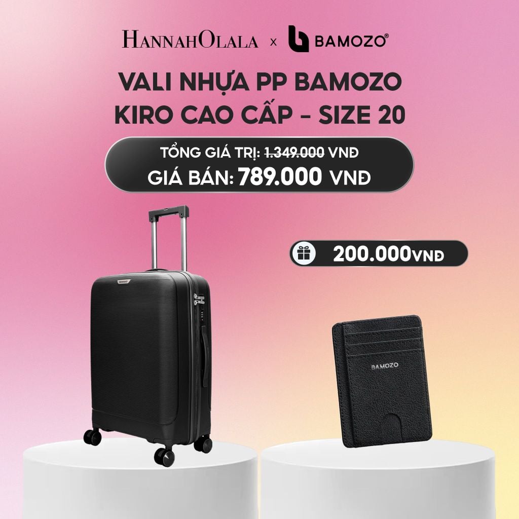  VALI BAMOZO KIRO NHỰA PP CAO CẤP CHỐNG VỠ, CHỐNG RẠCH (TẶNG VÍ THẺ DA CARD HOLDER BAMOZO)_A2252 