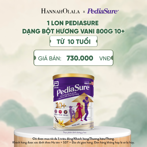  1 LON PEDIASURE DẠNG BỘT HƯƠNG VANI 800G 10+ (DÙNG CHO BÉ TRÊN 10 TUỔI) DEAL 2: - A1583 