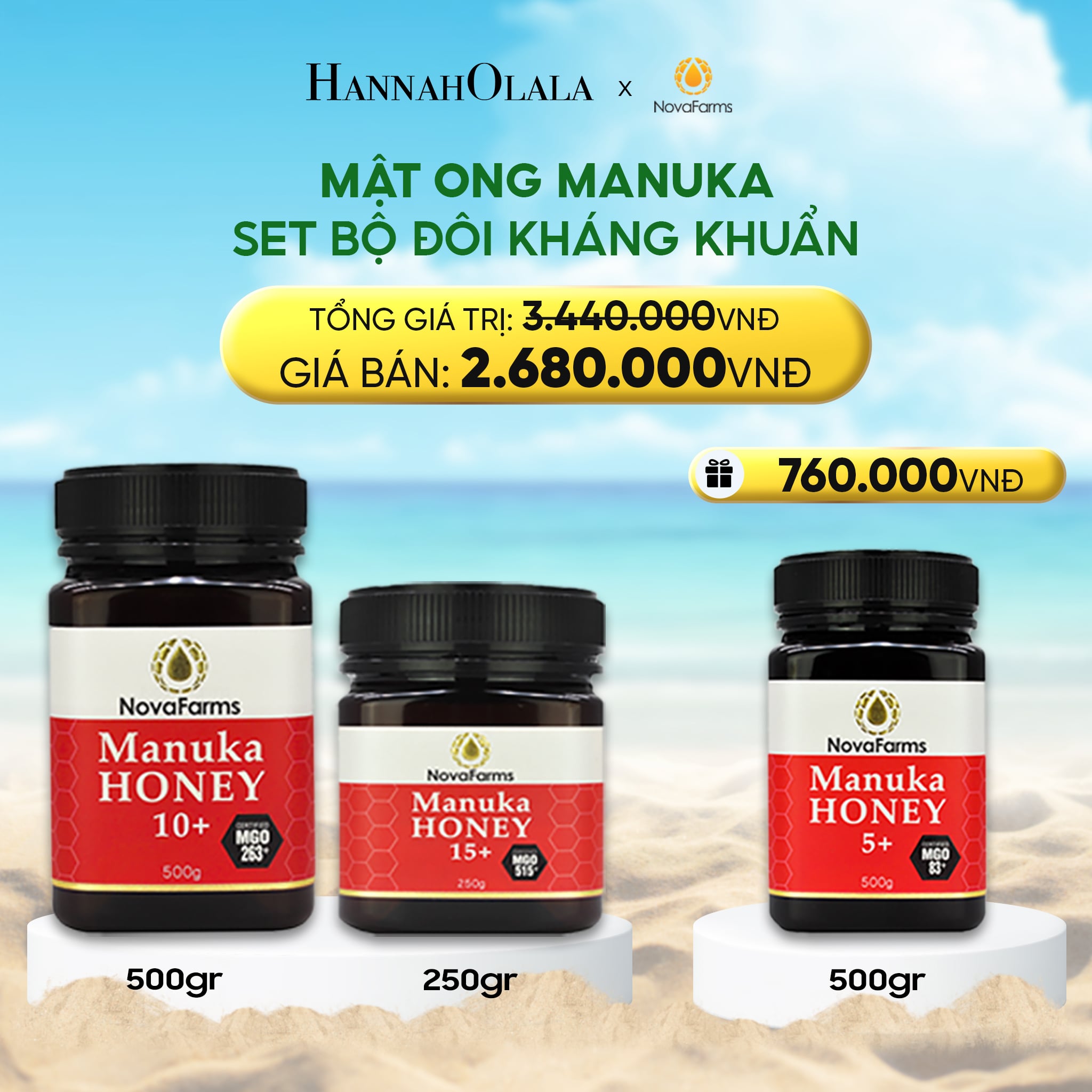 Mật Ong Manuka Novafarm Set Bộ Đôi Kháng Khuẩn