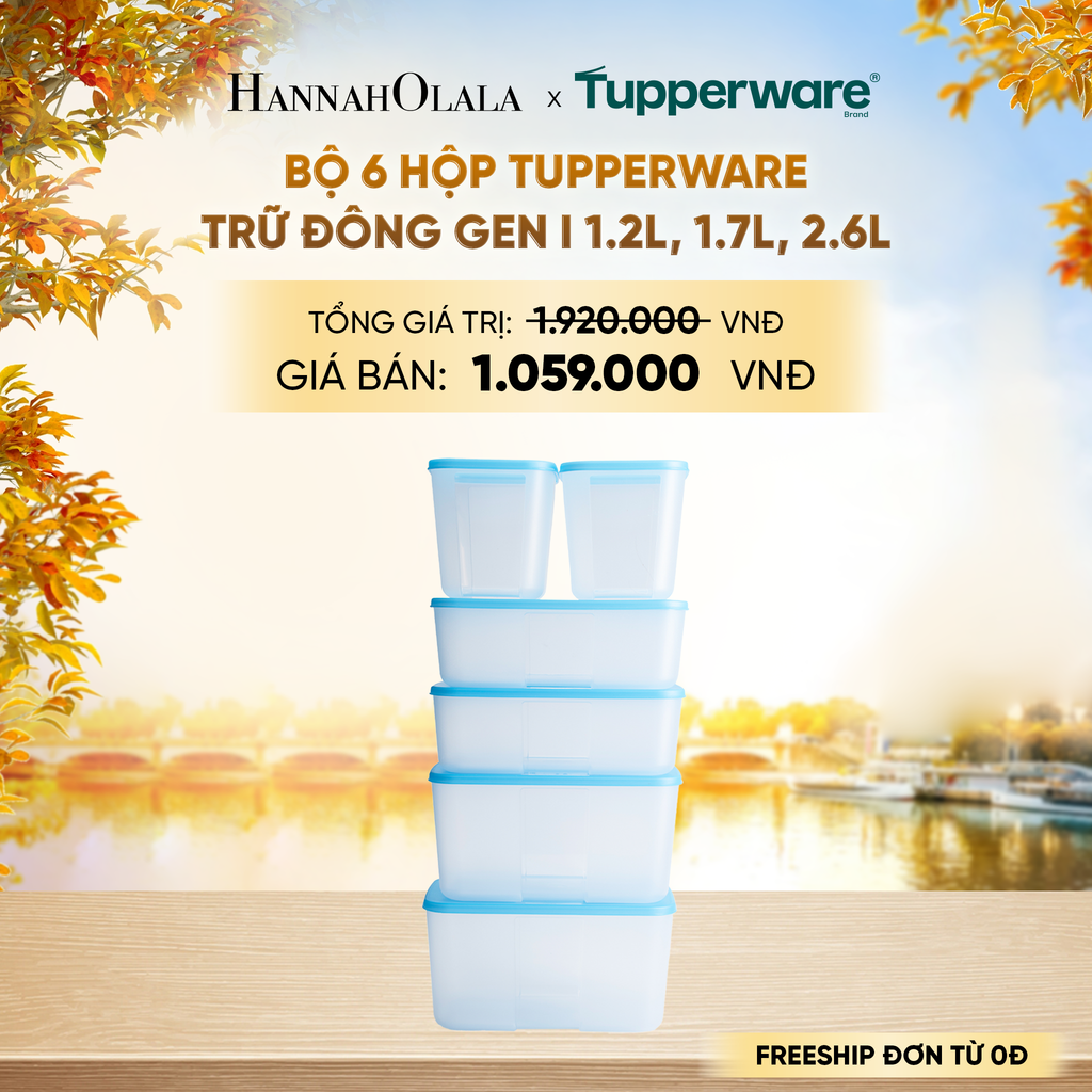  BỘ 6 HỘP TUPPERWARE TRỮ ĐÔNG GEN I 1.2L, 1.7L, 2.6L - E1909 