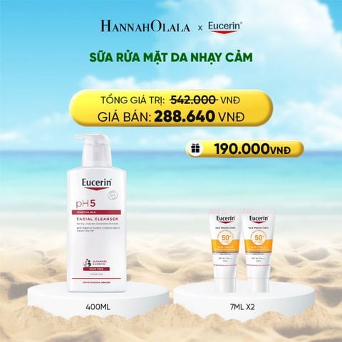  DEAL 2: SỮA RỬA MẶT KHÔNG GÂY KÍCH ỨNG CHO DA NHẠY CẢM EUCERIN PH5 FACIAL CLEANSER 400ML 