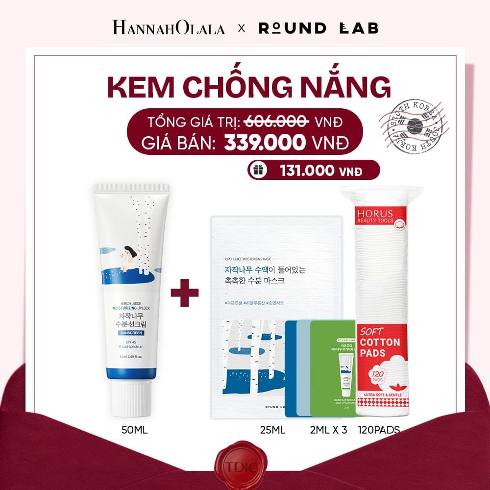  KEM CHỐNG NẮNG ROUND LAB BIRCH JUICE MOISTURIZING 50ML BẢO VỆ DA QUANG PHỔ RỘNG_M7 