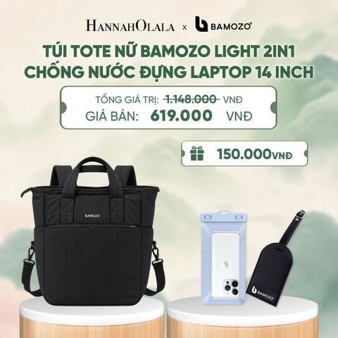  TÚI TOTE NỮ BAMOZO LIGHT 2IN1 CHỐNG NƯỚC ĐỰNG LAPTOP 14 INCH, TÚI XÁCH ĐI LÀM KIÊM BALO THỜI TRANG (TAG THẺ DA CHỐNG THẤT LẠC + TÚI ĐỰNG ĐIỆN THOẠI CHỐNG NƯỚC) - A723 