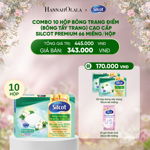  DEAL 2: COMBO 10 HỘP BÔNG TRANG ĐIỂM (BÔNG TẨY TRANG) CAO CẤP SILCOT PREMIUM 66 MIẾNG/HỘP 