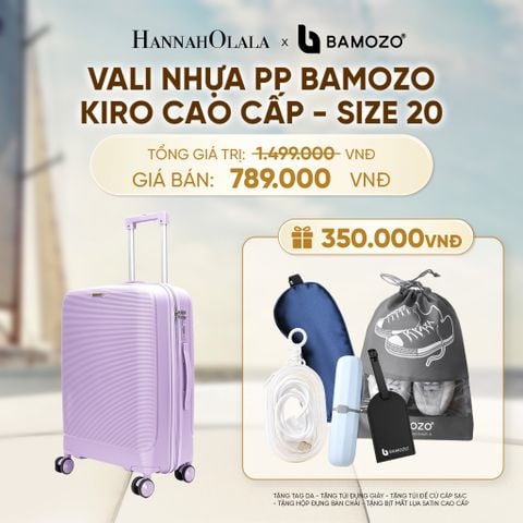  VALI BAMOZO KIRO NHỰA PP CAO CẤP CHỐNG VỠ, CHỐNG RẠCH (TẶNG TAG DA + TÚI ĐỰNG GIÀY + TÚI ĐỰNG CÁP SẠC + HỘP ĐỰNG BÀN CHẢI + BỊT MẮT LỤA SATIN) - A2095 