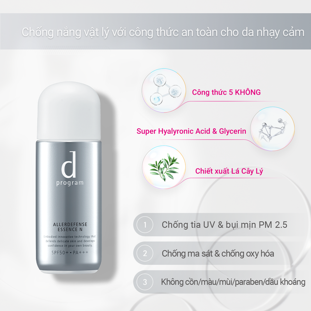  A38: DEAL 5: TINH CHẤT CHỐNG NẮNG KIỀM DẦU AN TOÀN CHO DA NHẠY CẢM D PROGRAM ALLERDEFENSE ESSENCE 40ML 