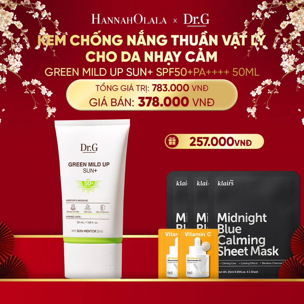  DEAL 2: KEM CHỐNG NẮNG DR.G THUẦN VẬT LÝ GREEN MILD UP SUN+ SPF50+ PA++++ 50ML 