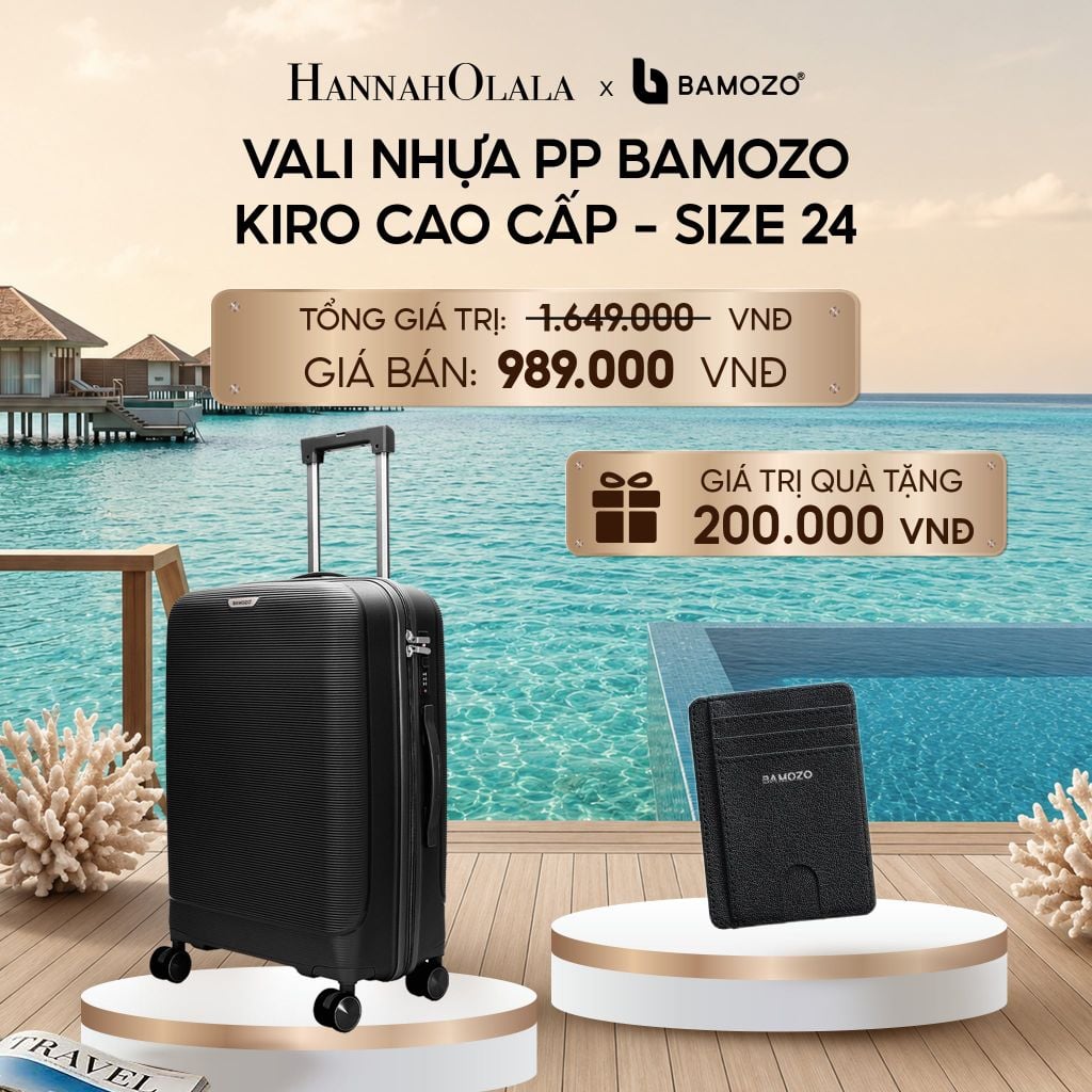  VALI BAMOZO KIRO NHỰA PP CAO CẤP CHỐNG VỠ, CHỐNG RẠCH (TẶNG VÍ THẺ DA CARD HOLDER BAMOZO)_ D1974 