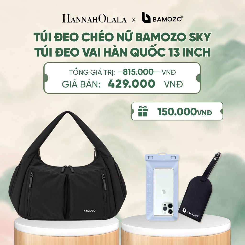  TÚI ĐEO CHÉO NỮ BAMOZO SKY KHÁNG NƯỚC, TÚI ĐEO VAI HÀN QUỐC ĐỰNG IPAD 13 INCH ĐI HỌC ĐI LÀM (TAG THẺ DA CHỐNG THẤT LẠC + TÚI ĐỰNG ĐIỆN THOẠI CHỐNG NƯỚC) - A742 