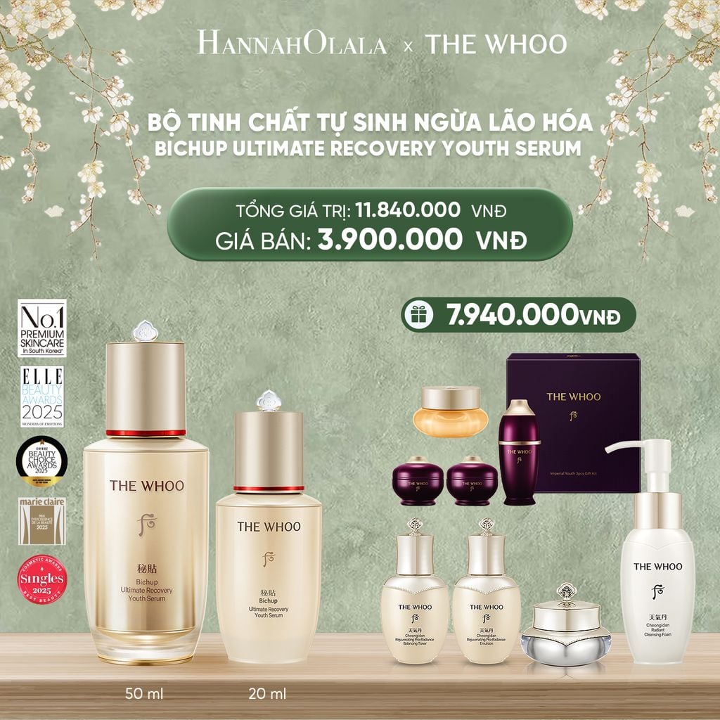  DEAL02: PHIÊN BẢN ĐẶC BIỆT 2026 - BỘ TINH CHẤT TỰ SINH NGỪA LÃO HÓA THẾ HỆ THỨ 4 THE WHOO BICHUP ULTIMATE RECOVERY YOUTH SERUM DUO SPECIAL SET 