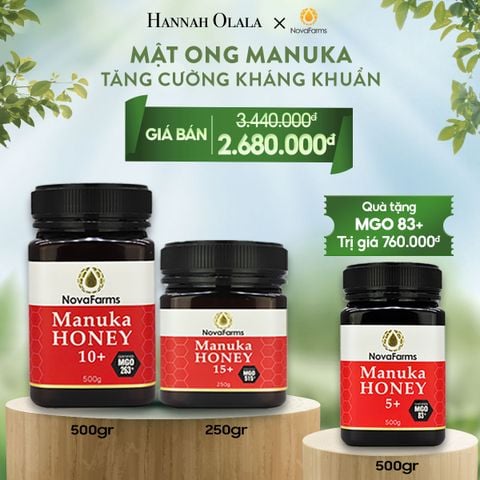  T10_DEAL 2: BỘ ĐÔI MẬT ONG MANUKA NOVAFARM- TĂNG CƯỜNG KHÁNG KHUẨN 