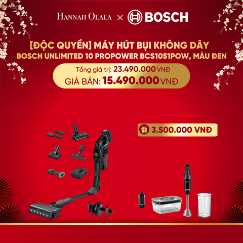  DEAL 2: [ĐỘC QUYỀN] MÁY HÚT BỤI KHÔNG DÂY BOSCH UNLIMITED 10 PROPOWER BCS1051POW, MÀU ĐEN. 