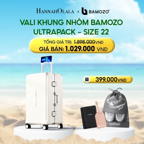  DEAL 4: VALI BAMOZO KHUNG NHÔM ULTRAPACK CAO CẤP (TẶNG VÍ THẺ DA CARD HOLDER BAMOZO + THẺ TAG DA CHỐNG THẤT LẠC + TÚI ĐỰNG GIÀY) 