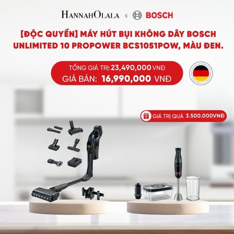  DEAL 2: [ĐỘC QUYỀN] MÁY HÚT BỤI KHÔNG DÂY BOSCH UNLIMITED 10 PROPOWER BCS1051POW, MÀU ĐEN 