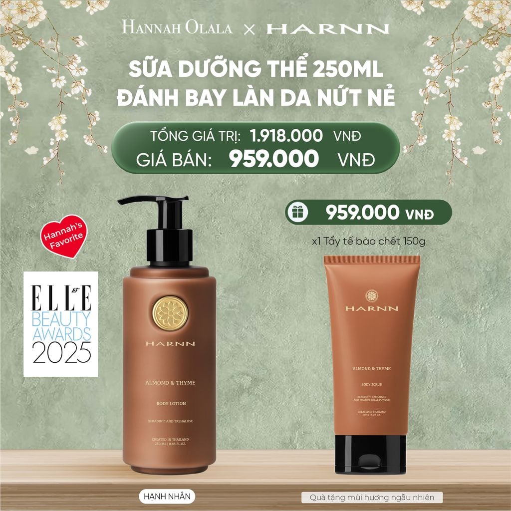  DEAL 2: SỮA DƯỠNG THỂ HARNN 250ML ĐÁNH BAY LÀN DA NỨT NẺ 
