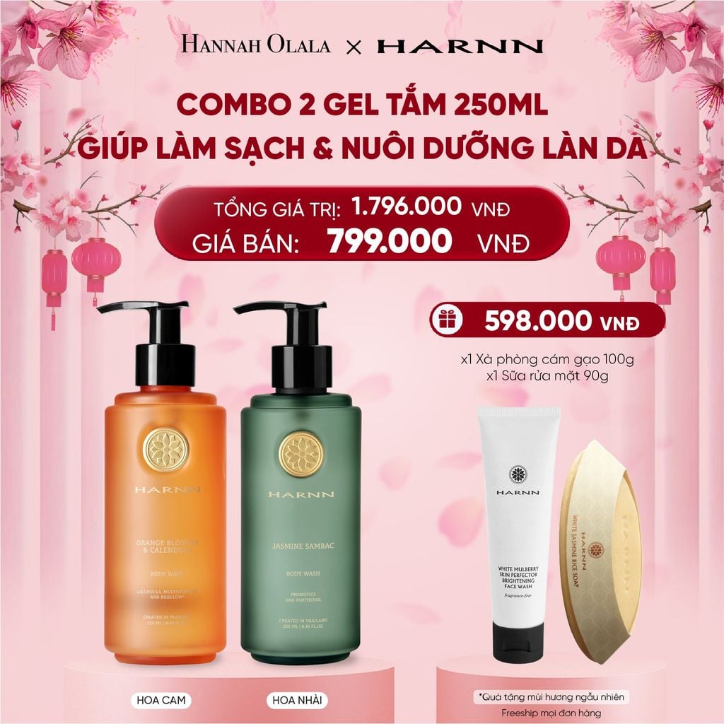  DEAL 2. COMBO 2 GEL TẮM HARNN 250ML GIÚP LÀM SẠCH VÀ NUÔI DƯỠNG LÀN DA 