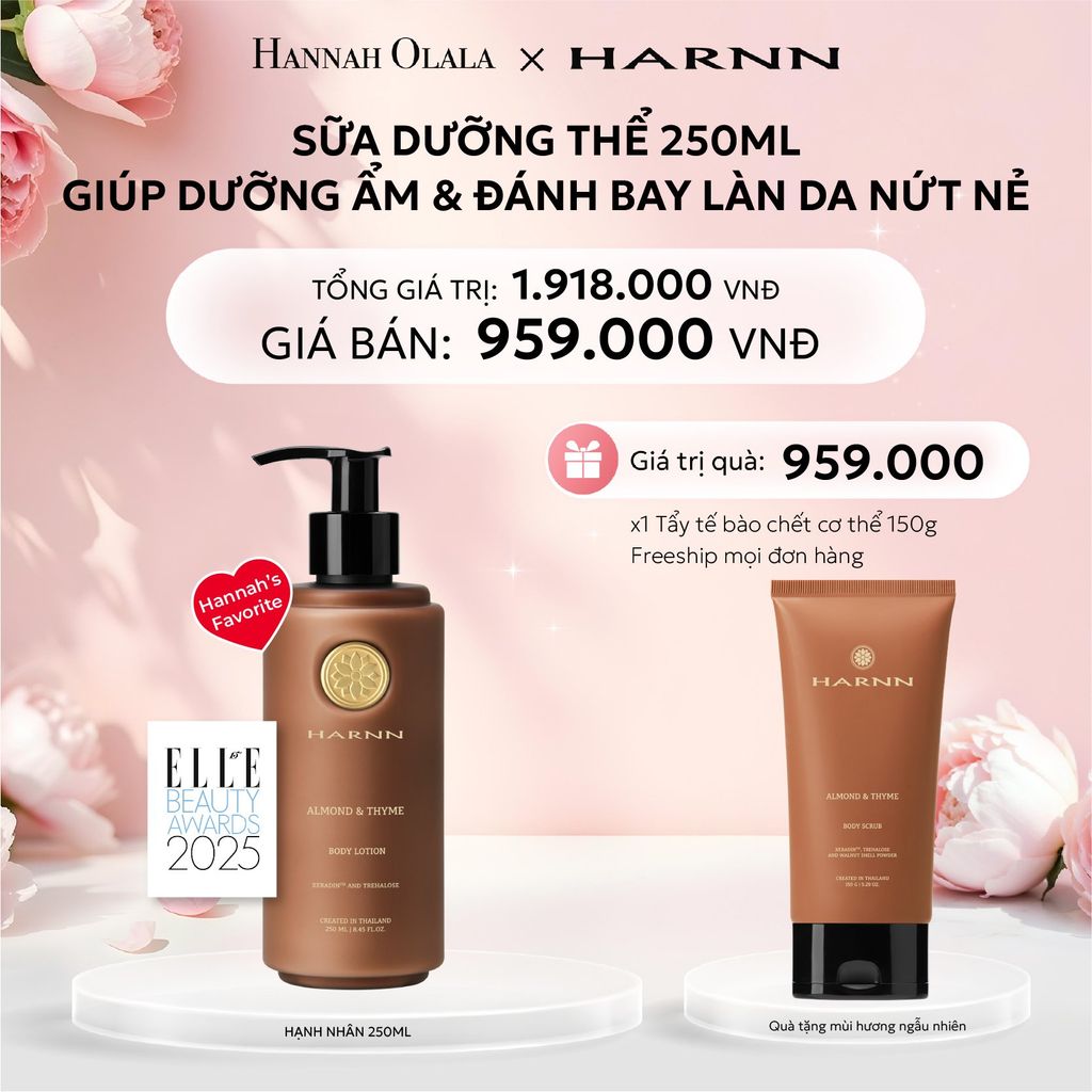  E1006: DEAL 2: BODY LOTION - SỮA DƯỠNG THỂ HARNN 250ML GIÚP DƯỠNG ẨM & ĐÁNH BAY LÀN DA NỨT NẺ 250ML 