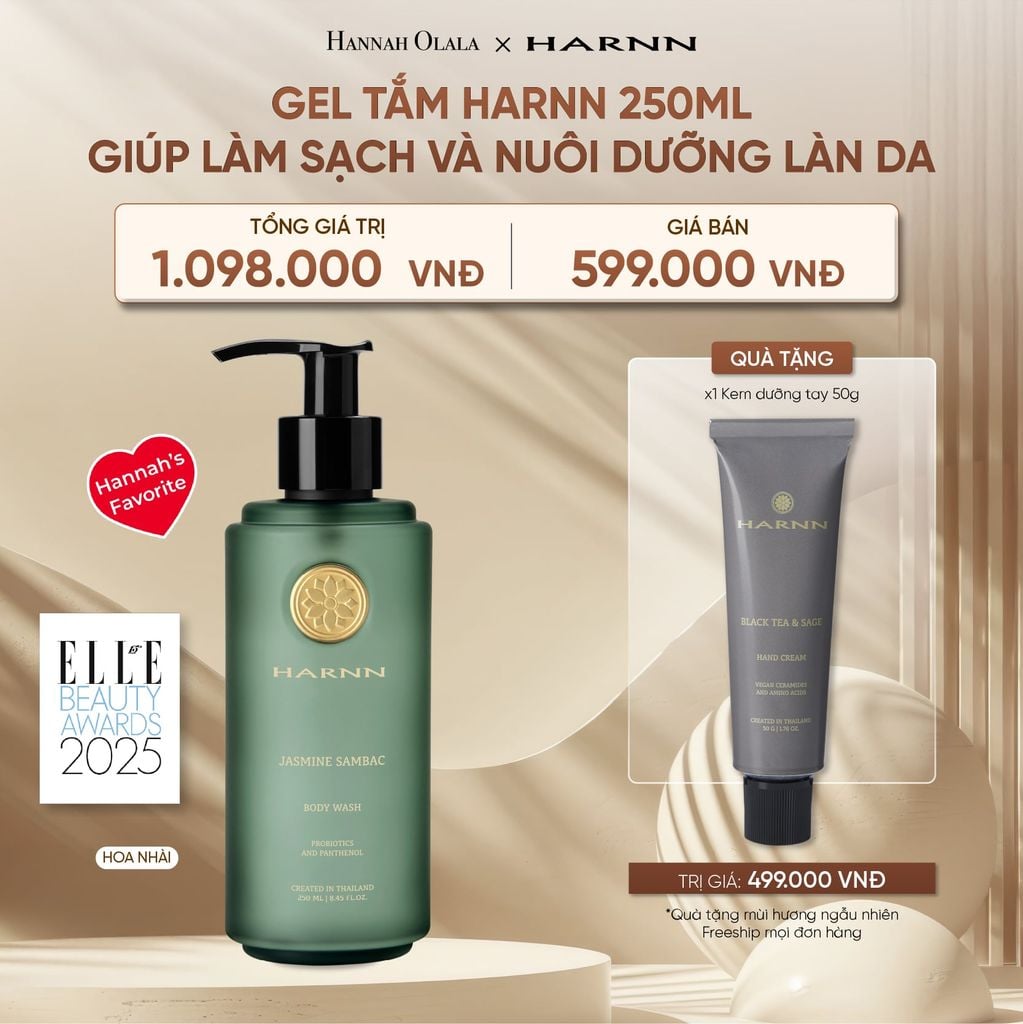  DEAL 29: GEL TẮM HARNN 250ML GIÚP LÀM SẠCH VÀ NUÔI DƯỠNG LÀN DA 