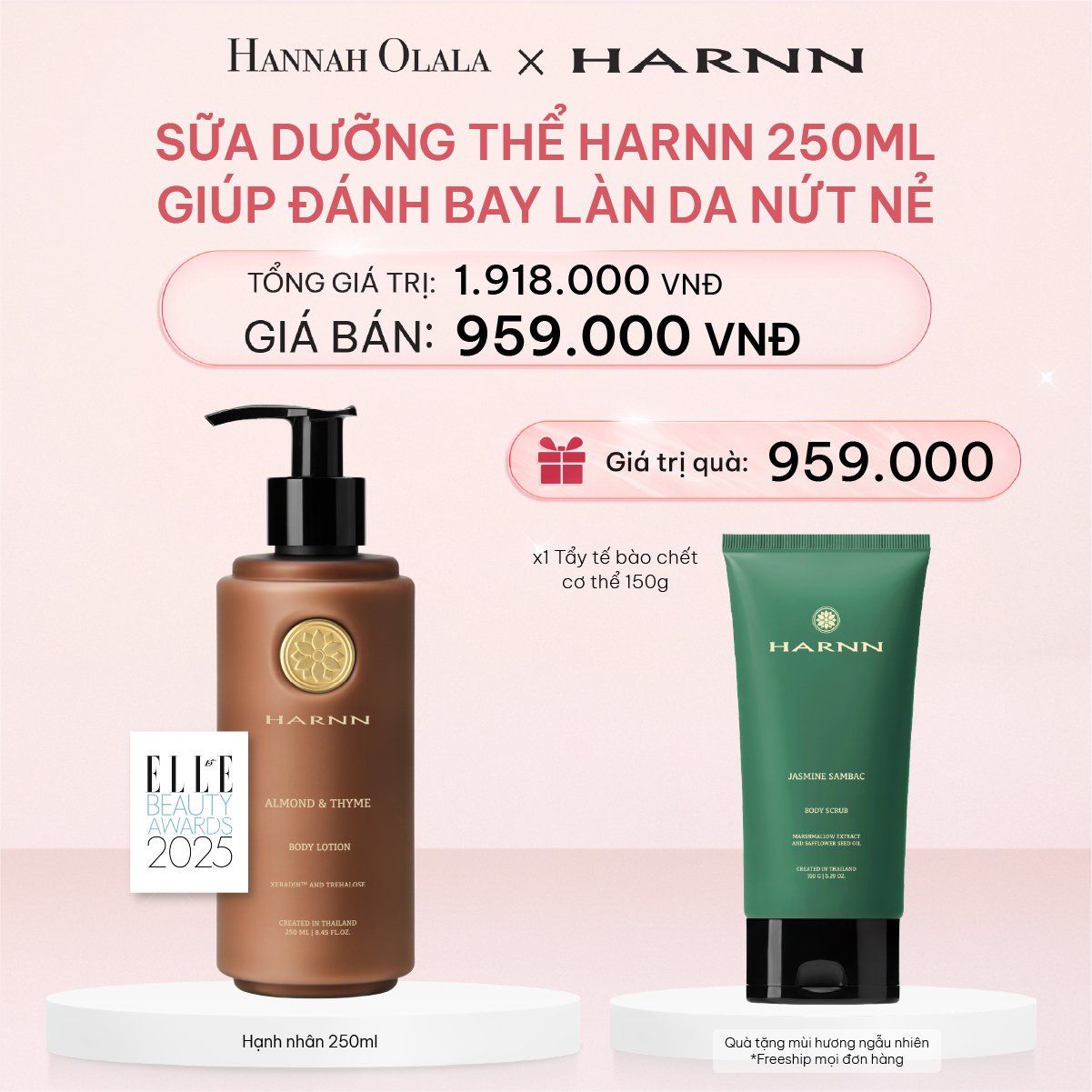 E462_DEAL 2: BODY LOTION - SỮA DƯỠNG THỂ HARNN GIÚP ĐÁNH BAY LÀN DA NỨT NẺ 250ML 